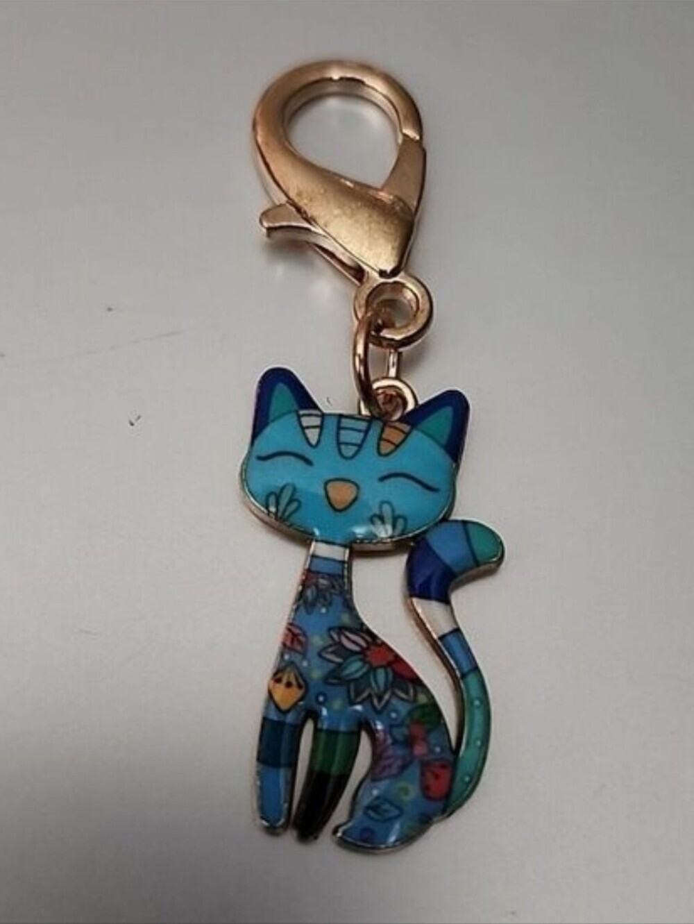 CAT  ZIPPER Pull purse charm Or Charm bracelet Lobster claw clip closure